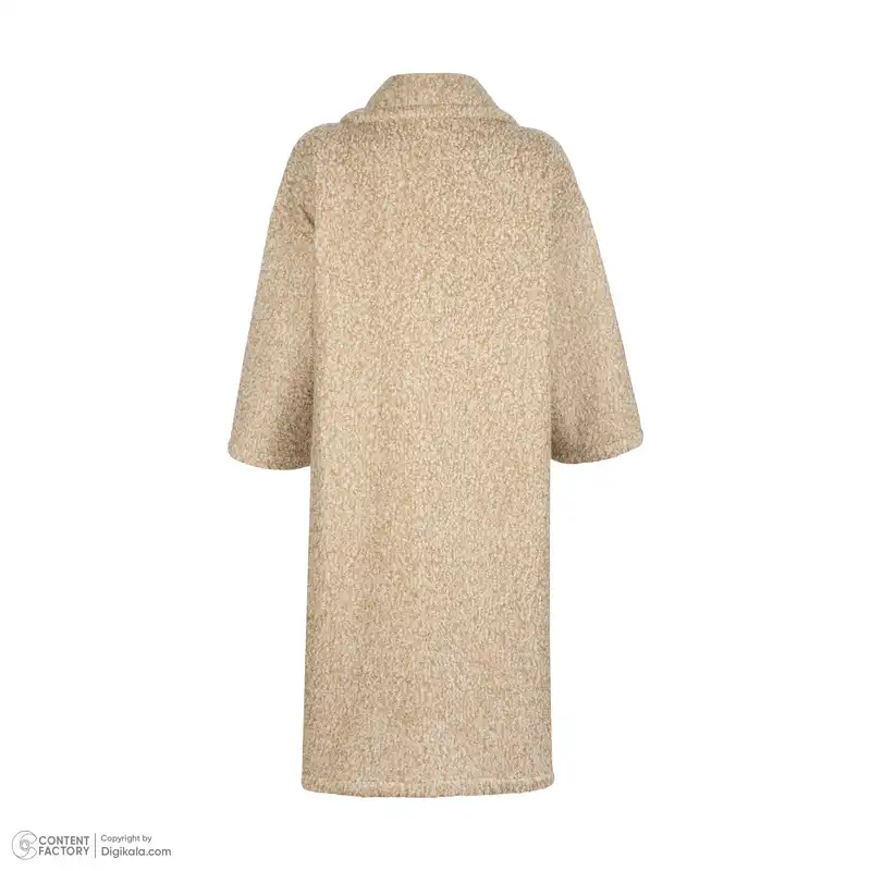 پالتو زنانه ژیار مدل یقه انگلیسی رنگ کرم شتری