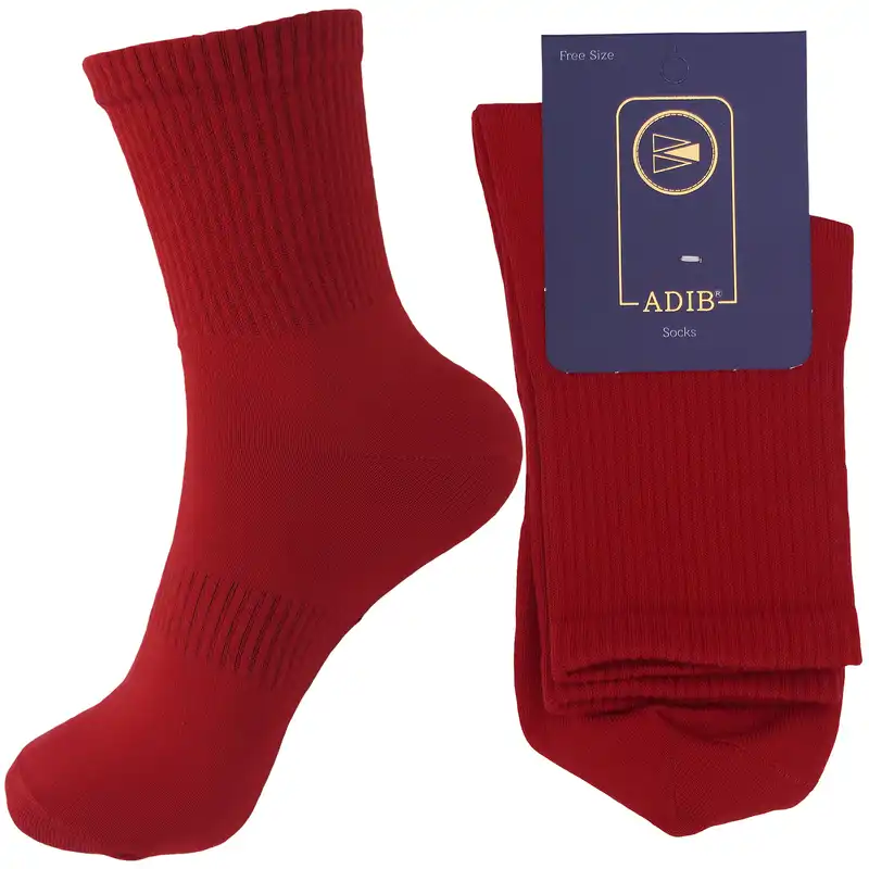 جوراب ورزشی زنانه ادیب مدل کش انگلیسی کد SPTW رنگ قرمز بسته 3 عددی