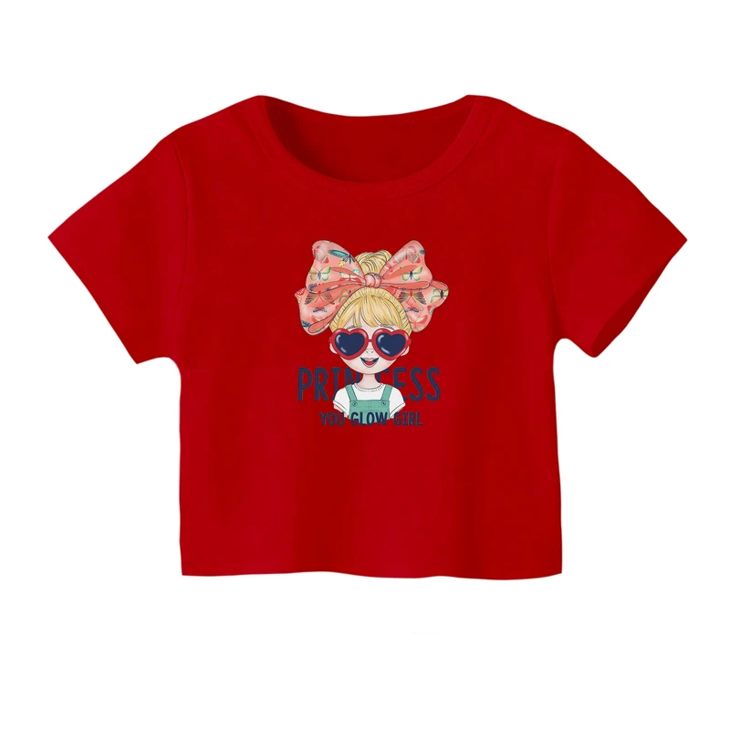 کراپ‌ تی‌شرت آستین کوتاه زنانه مدل دخترک کد 6