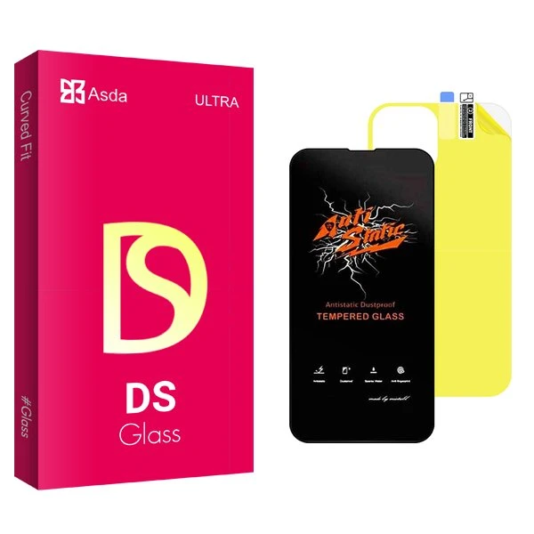محافظ صفحه نمایش آسدا مدل DS Antistatic مناسب برای گوشی موبایل اپل iPhone 13 Pro Max  به همراه محافظ پشت گوشی