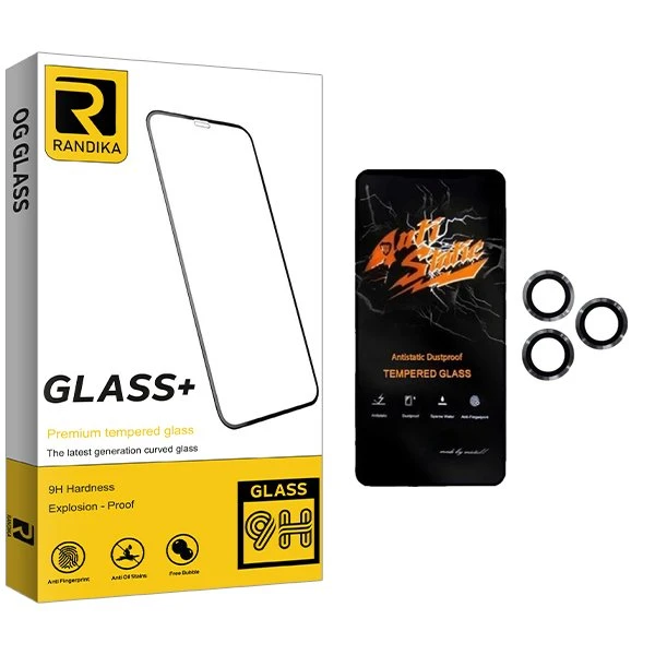 محافظ صفحه نمایش راندیکا مدل RK Antistatic مناسب برای گوشی موبایل اپل 11 Pro Max  به همراه محافظ لنز گوشی