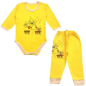 ست بادی و شلوار بچگانه مدل گاو کد 3715 رنگ زرد
