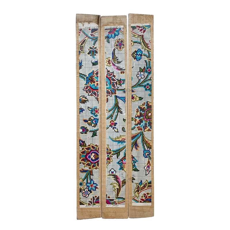 دیوارکوب چوبی مدل نقشه فرش کد CMCHS1016 مجموعه 3 عددی