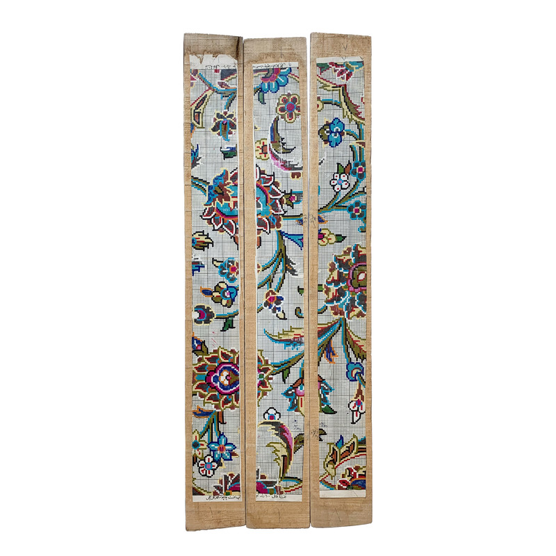 دیوارکوب چوبی مدل نقشه فرش کد CMCHS1016 مجموعه 3 عددی
