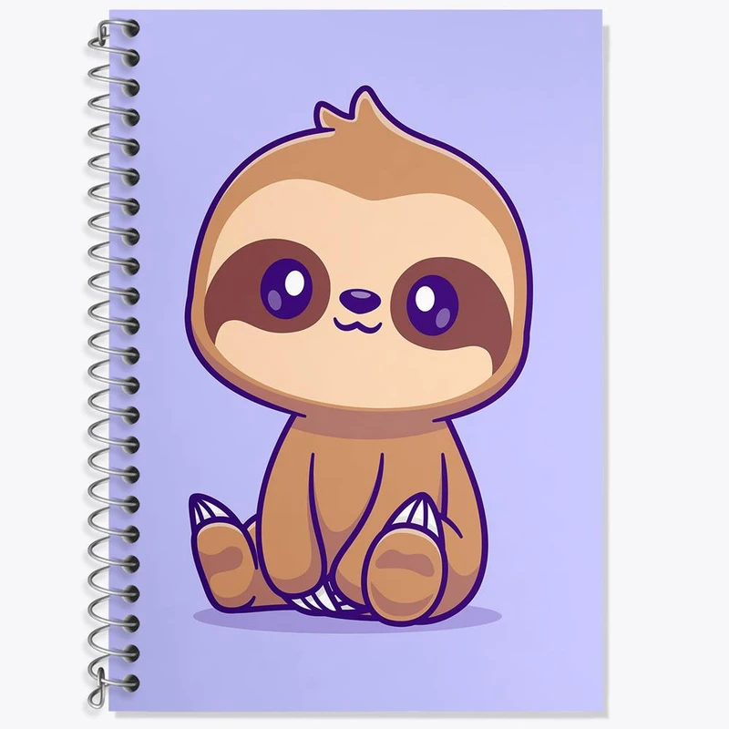 دفتر زبان 50 برگ خندالو مدل سه خط طرح حیوانات بامزه تنبل کد 29669