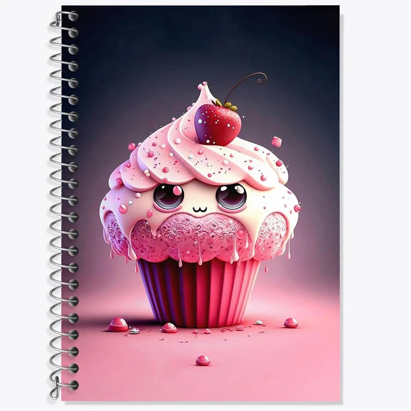 دفتر زبان 50 برگ خندالو مدل دو خط طرح کاپ کیک کد 28827