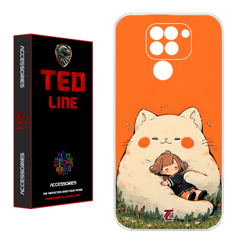 کاور تدلاین طرح گربه نارنجی کد 1138 مناسب برای گوشی موبایل شیائومی Redmi Note 9