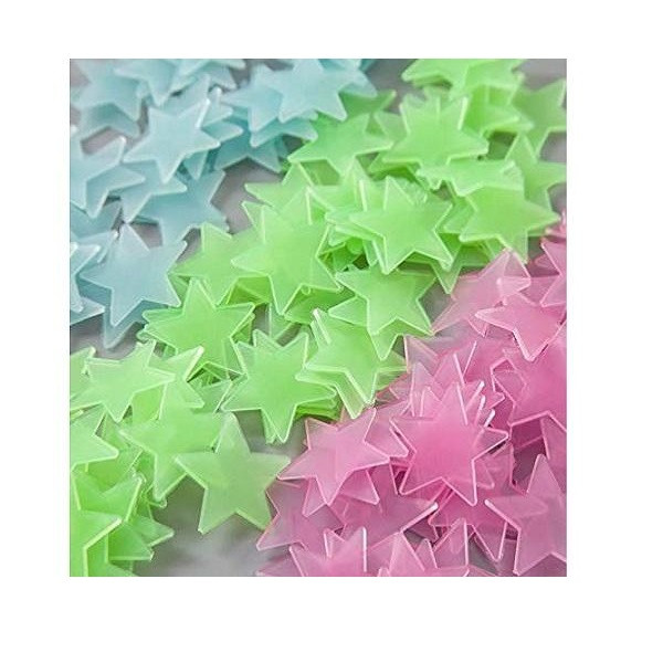 استیکر دیواری کودک طرح ماه و ستاره شب تاب کد 4CS1M بسته 21 عددی