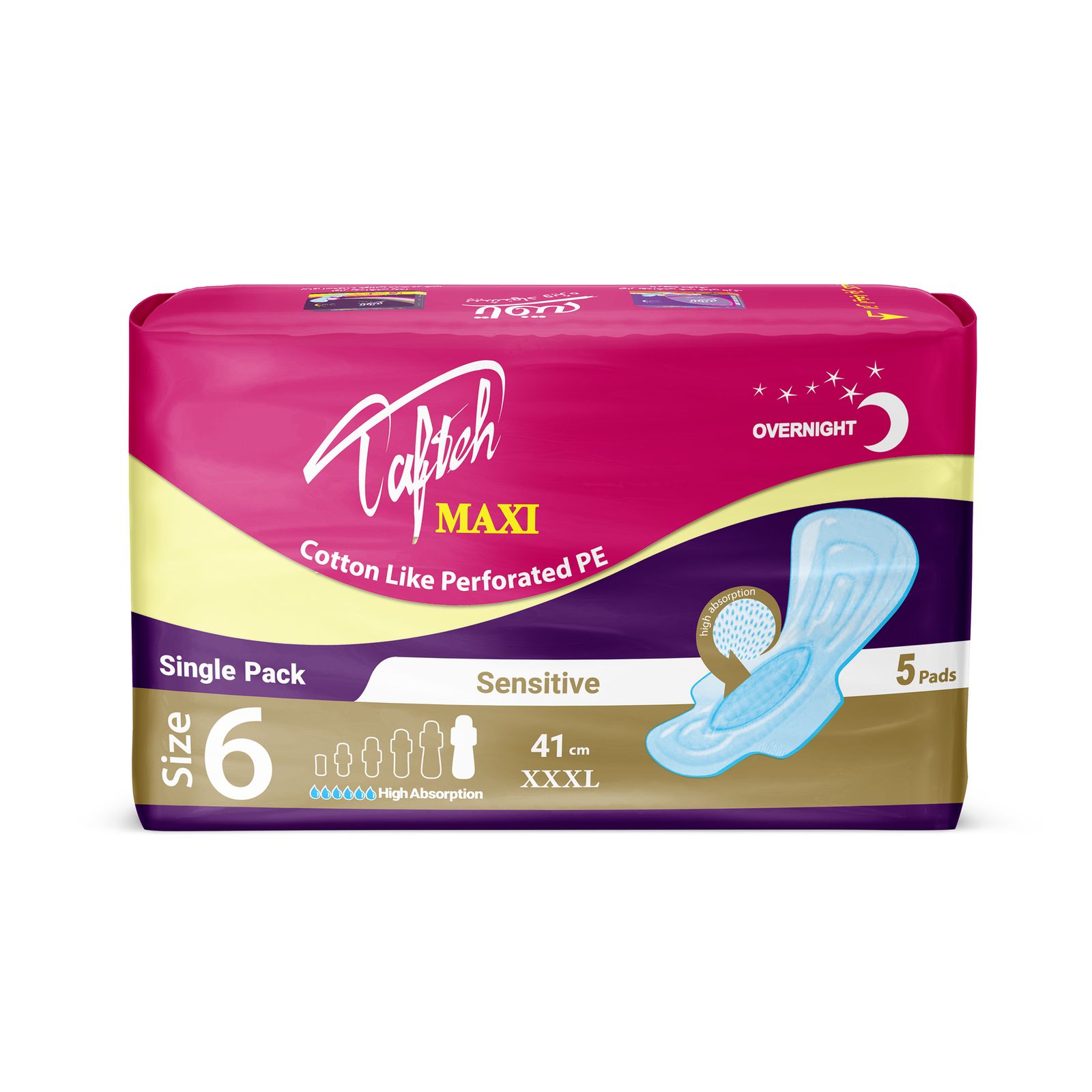 نوار بهداشتی تافته مدل Maxi ویژه شب سایز XXXL بسته 5 عددی -  - 5
