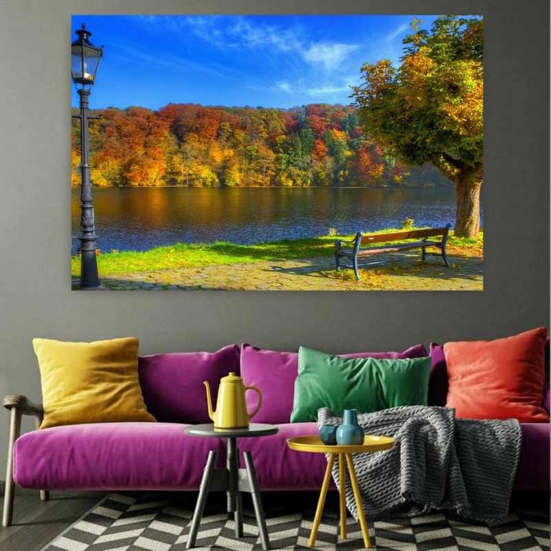 پوستر دیواری طرح دریاچه پائیزی کد FP10280