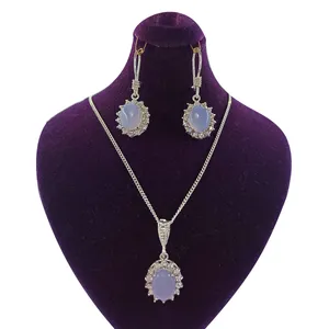 نیم ست نقره زنانه سلین کالا مدل عقیق کبود ce-k115