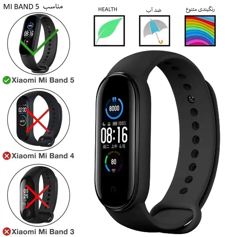بند مدل RAINBOW مناسب برای مچ بند هوشمند شیائومی Mi Band 5 مجموعه 6 عددی