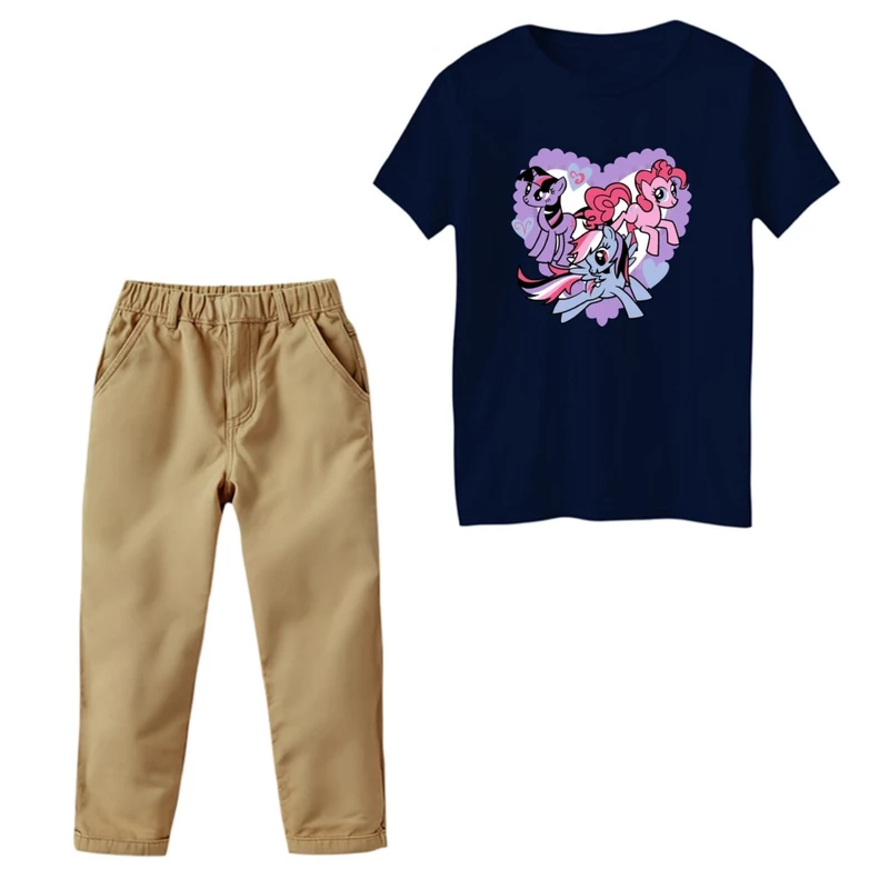 ست تی‌شرت و شلوار دخترانه مدل پونی کد 2