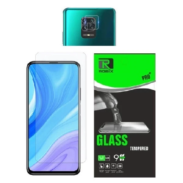 محافظ صفحه نمایش روبیکس مدل SA مناسب برای گوشی موبایل شیائومی Redmi Note 9pro به همراه محافظ لنز دوربین