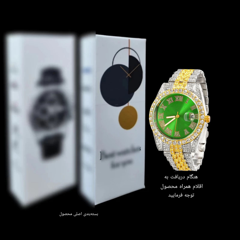 ساعت مچی عقربه‌ای مردانه مدل دور نگین بند فول نگین کد 2