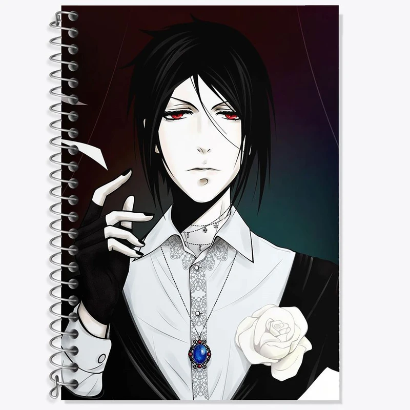 دفتر زبان 50 برگ خندالو مدل سه خط طرح سباستین انیمه خادم سیاه Black Butler کد 16307