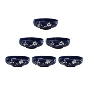 کاسه سفالی مدل سالاد خوری طرح گل بسته 6 عددی