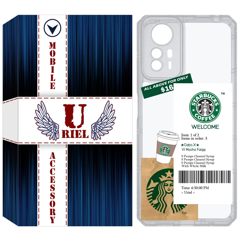 کاور یوریل مدل Clear کد 4 طرح استارباکس مناسب برای گوشی موبایل شیائومی Redmi Note 12S