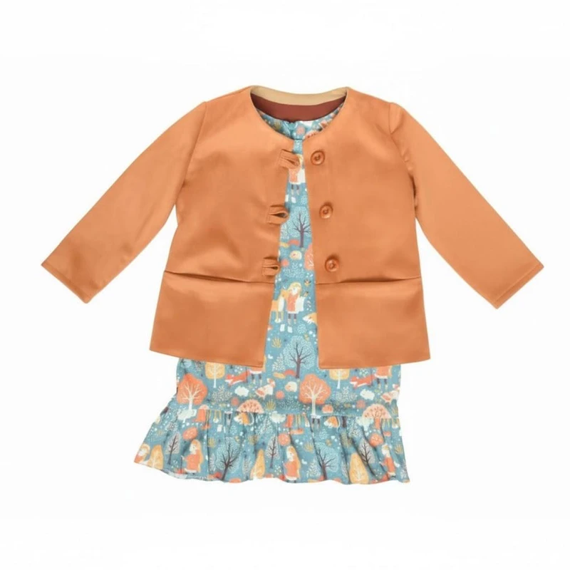 ست کت و سارافون دخترانه مدل پاییز و روباه