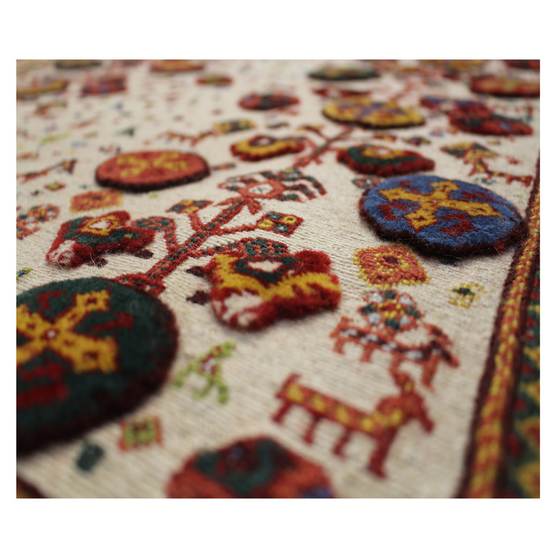 گلیم فرش دستباف شیرکی پیچ یک متری طرح درخت کشیده کد 104