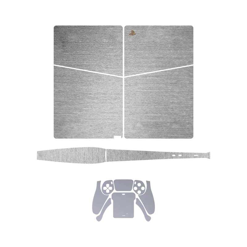 برچسب کنسول و دسته بازی PS5 Slim Digital Edition ماهوت مدل Brushed Steel_Matte Silver