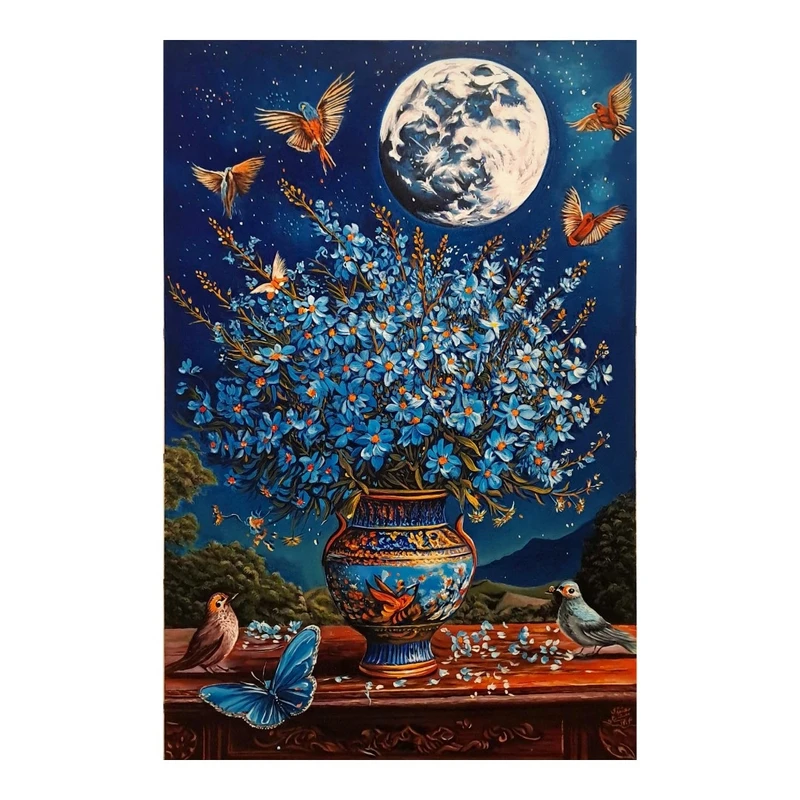 تابلو نقاشی رنگ روغن به سبک رئالیسم طرح نغمه‌ی مهتاب