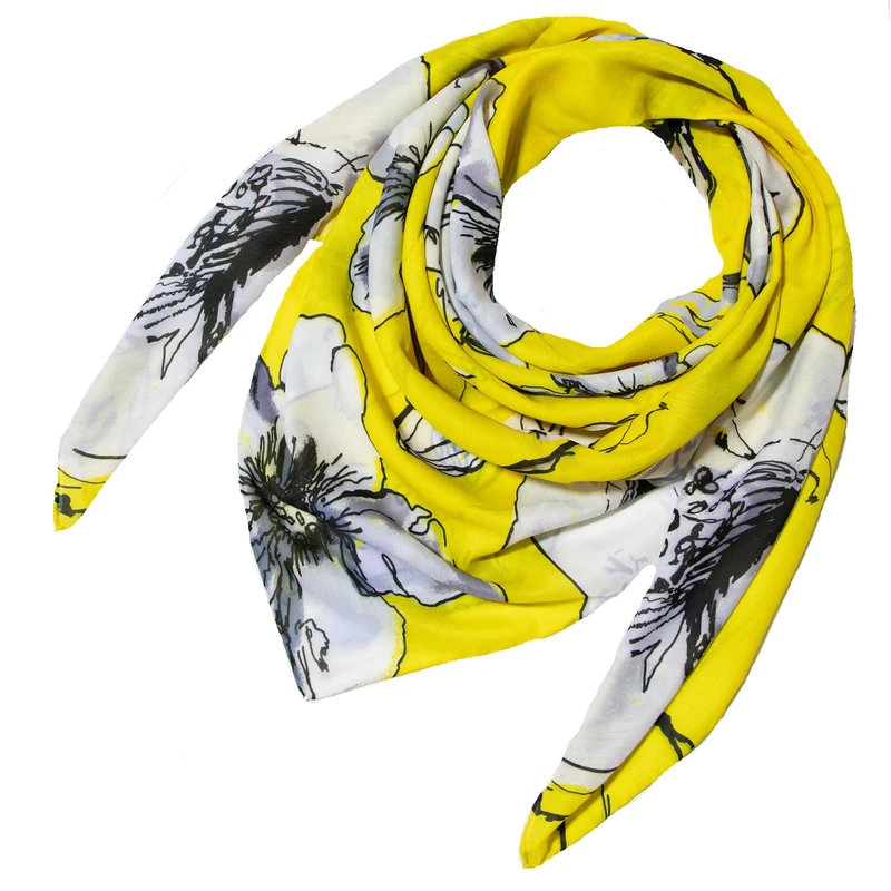 روسری زنانه مدل نخی تابستانه خنک طرح گل کد sar-1559