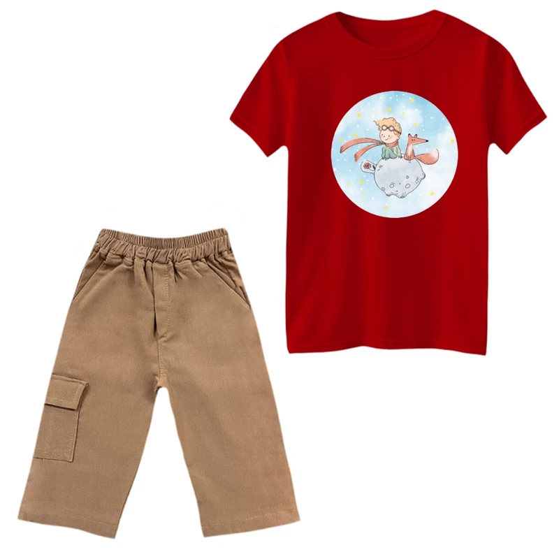 ست تی‌شرت و شلوارک پسرانه مدل شازده کوچولو و روباه