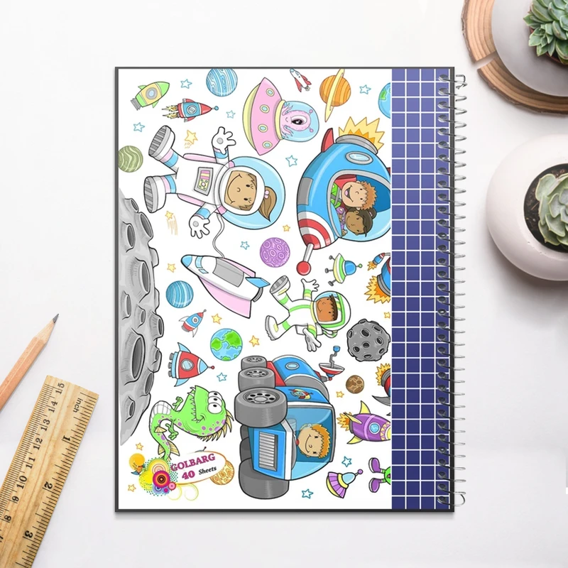 دفتر شطرنجی 40 برگ گلبرگ طرح پسرانه فضانورد کد 4313