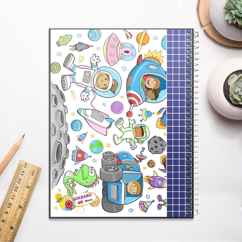 دفتر شطرنجی 40 برگ گلبرگ طرح پسرانه فضانورد کد 4313