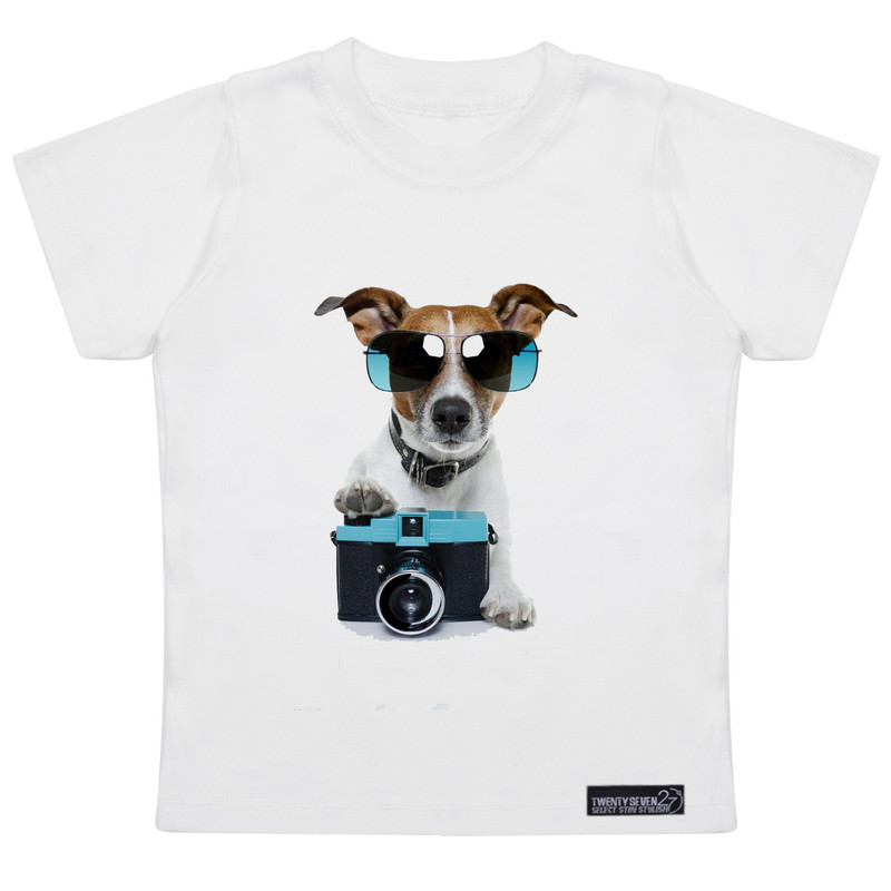 تی شرت آستین کوتاه دخترانه 27 مدل Dog Camera کد MH925