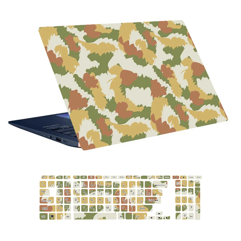 استیکر لپ تاپ توییجین و موییجین طرح Military کد 37 مناسب برای لپ تاپ 15.6 اینچ به همراه برچسب حروف فارسی کیبورد 