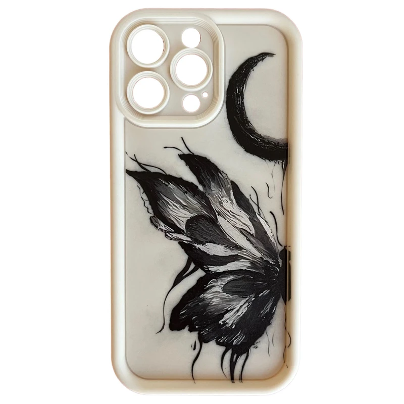 کاور مدل سولید طرح پروانه و ماه مناسب برای گوشی موبایل اپل iPhone 15 Promax