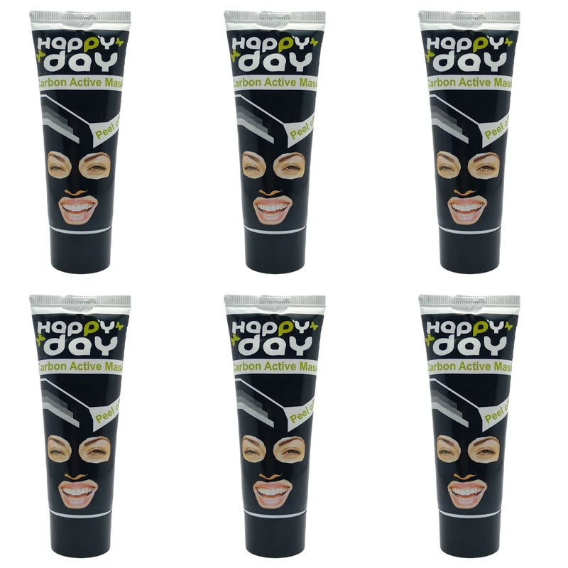 ماسک صورت هپی دی مدل زغال حجم 75 میلی لیتر مجموعه 6 عددی