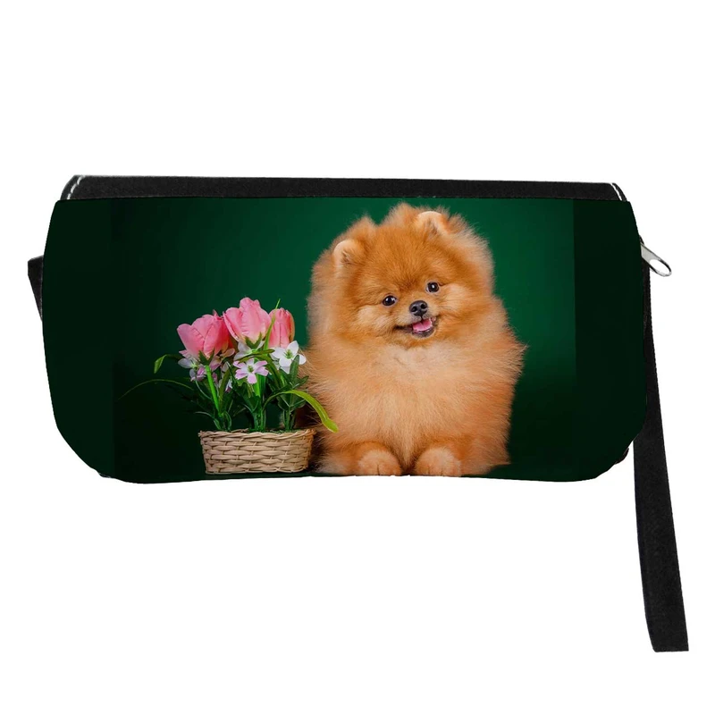  جامدادی مدل دوزیپ طرح سگ و سبد گل کد NI214