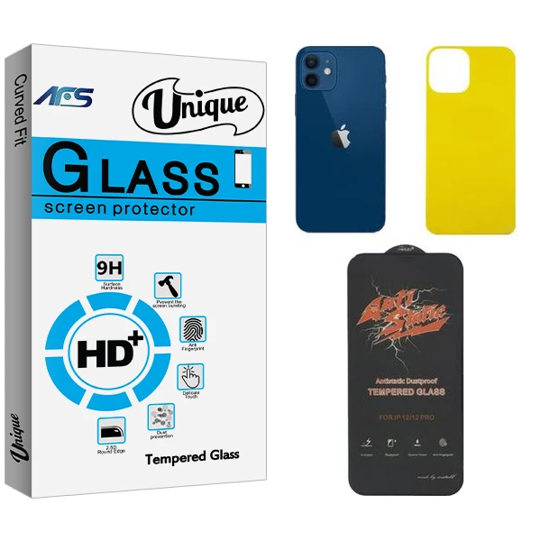 محافظ صفحه نمایش ای اف اس مدل Unique  ANTI-STATIC مناسب برای گوشی موبایل اپل iPhone 12  به همراه محافظ پشت گوشی