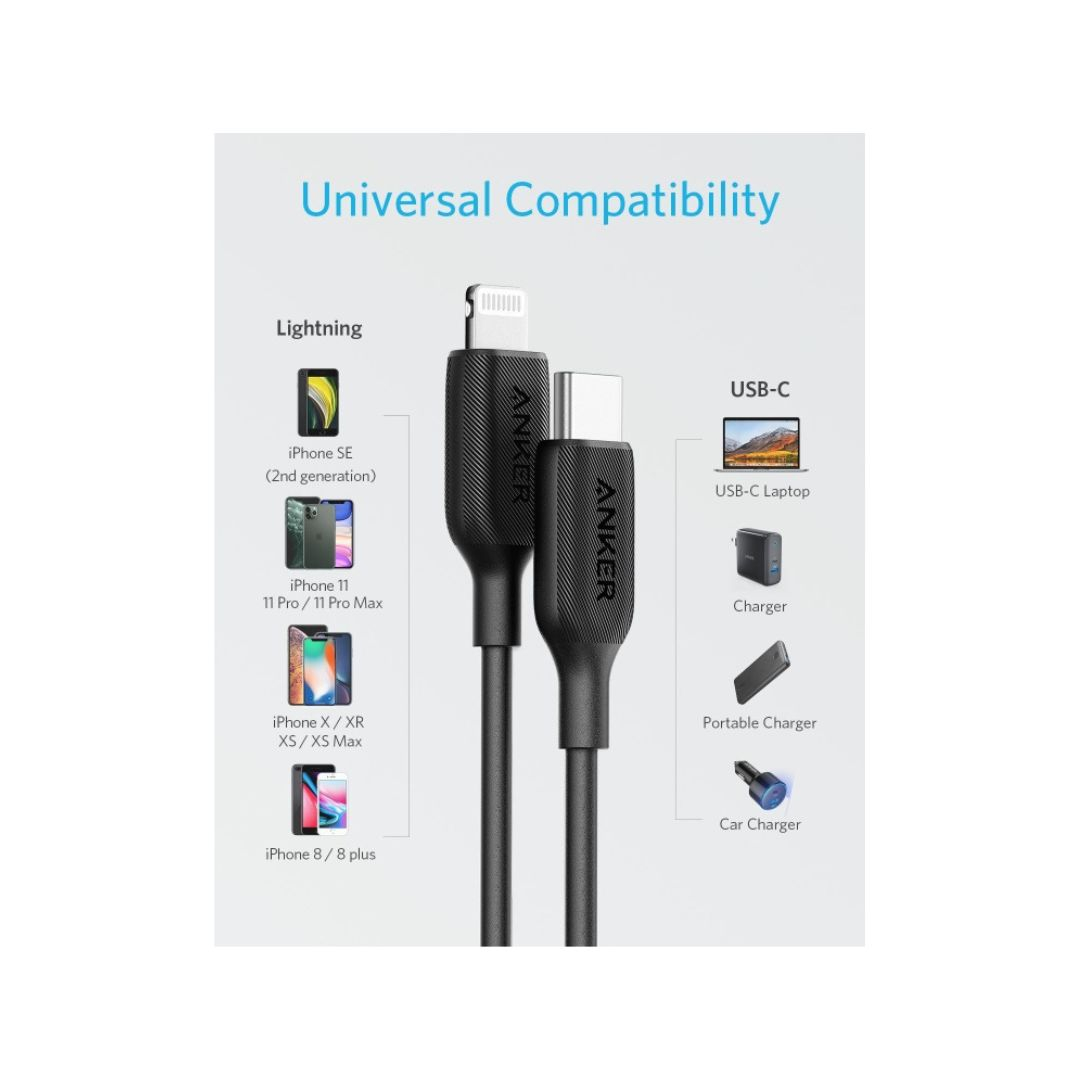 کابل تبدیل USB-C به لایتنینگ انکر مدل A8833 طول 1.8 متر