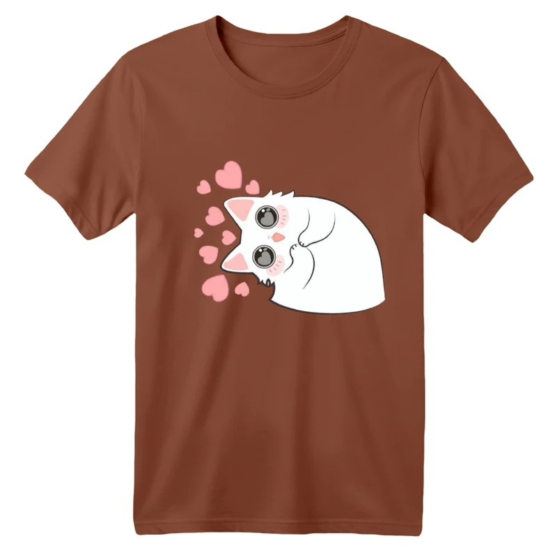 تی شرت آستین کوتاه بچگانه مدل گربه قلبی