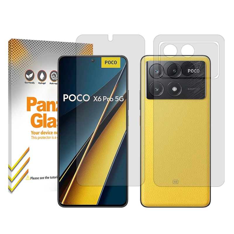 محافظ صفحه نمایش شفاف پنزر گلس مدل Resistant مناسب برای گوشی موبایل شیائومی Poco X6 Pro به همراه محافظ پشت گوشی