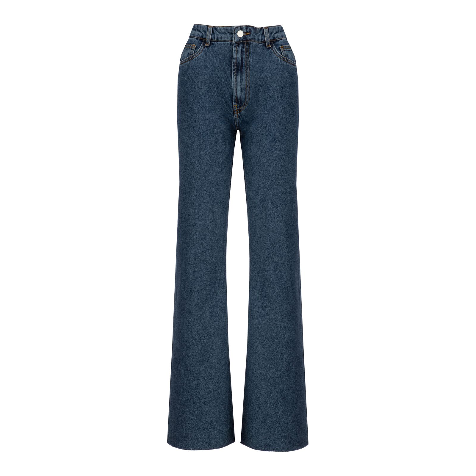 شلوار جین زنانه سرژه مدل 221146 واید لگ رنگ آبی