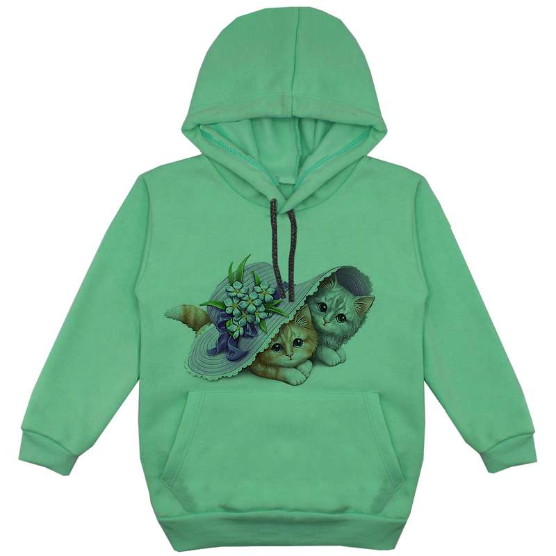 هودی دخترانه مدل دوگربه F92 رنگ سبز