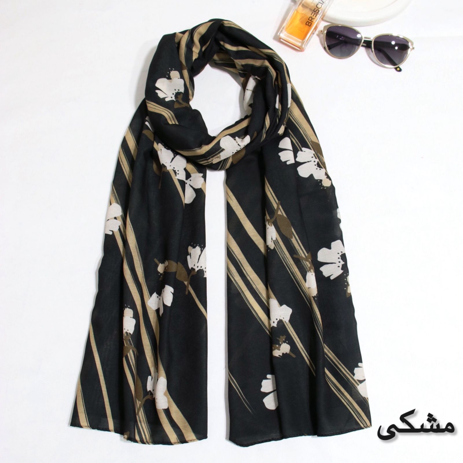 شال زنانه مدل نخی تابستانه خنک با طرح گل گلی کد ana-7086 -  - 2