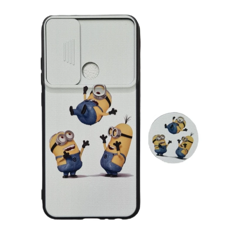 کاور طرح مینیون کد 886 مناسب برای گوشی موبایل شیائومی Redmi Note 8 به همراه پاپ سوکت
