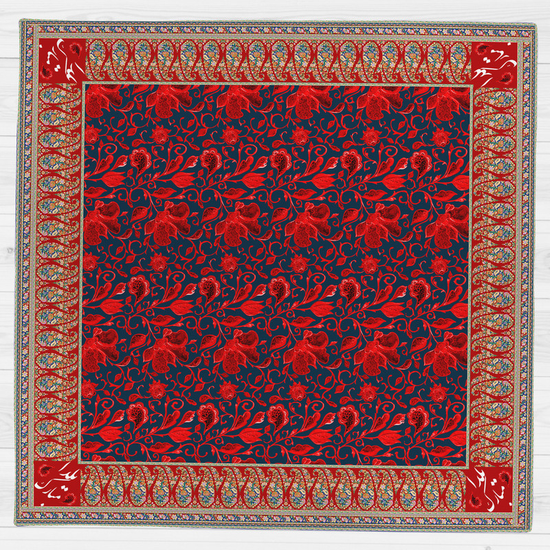 رومیزی طرح گل قرمز یلدا کد 9982