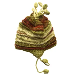 کلاه بافتنی بچگانه مدل شارو رنگ سبز سدری