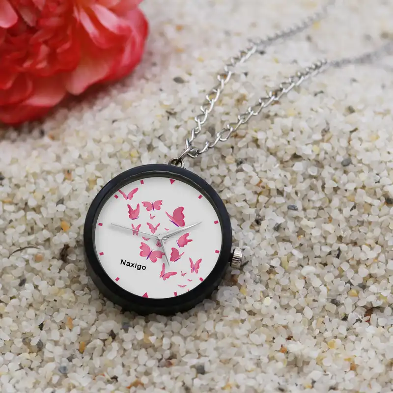 ساعت گردنبندی عقربه ای ناکسیگو مدل پروانه کد NF12907