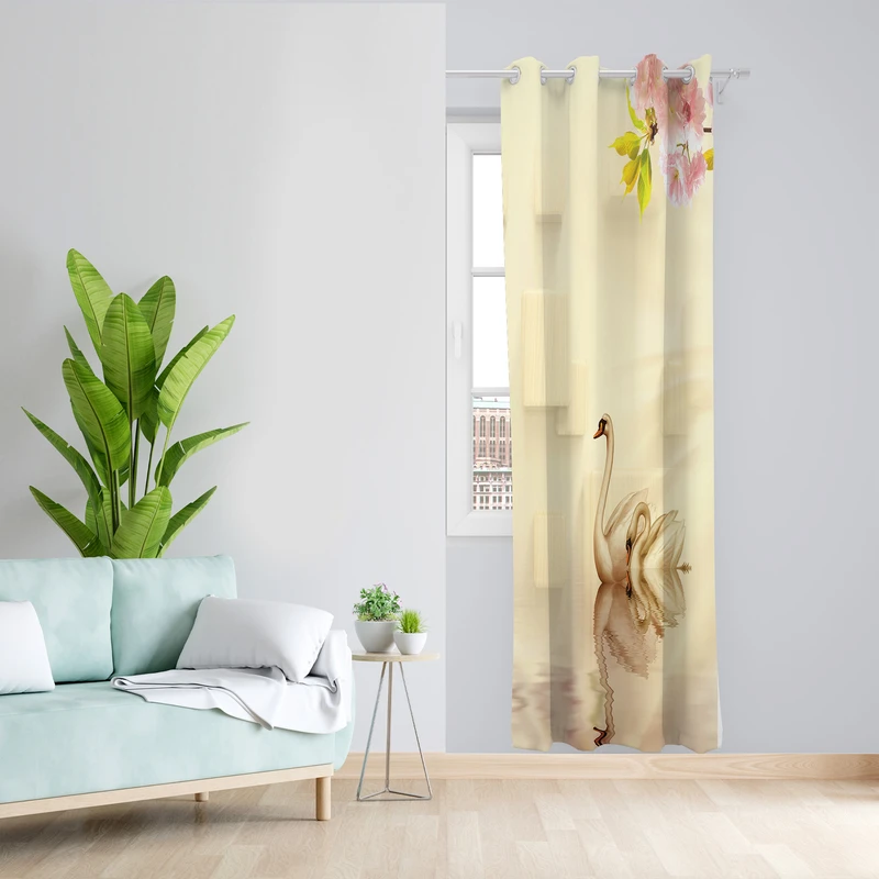 پرده طرح قو مدل مخمل پانچی کد 2506 z سایز 140x200 سانتی متر