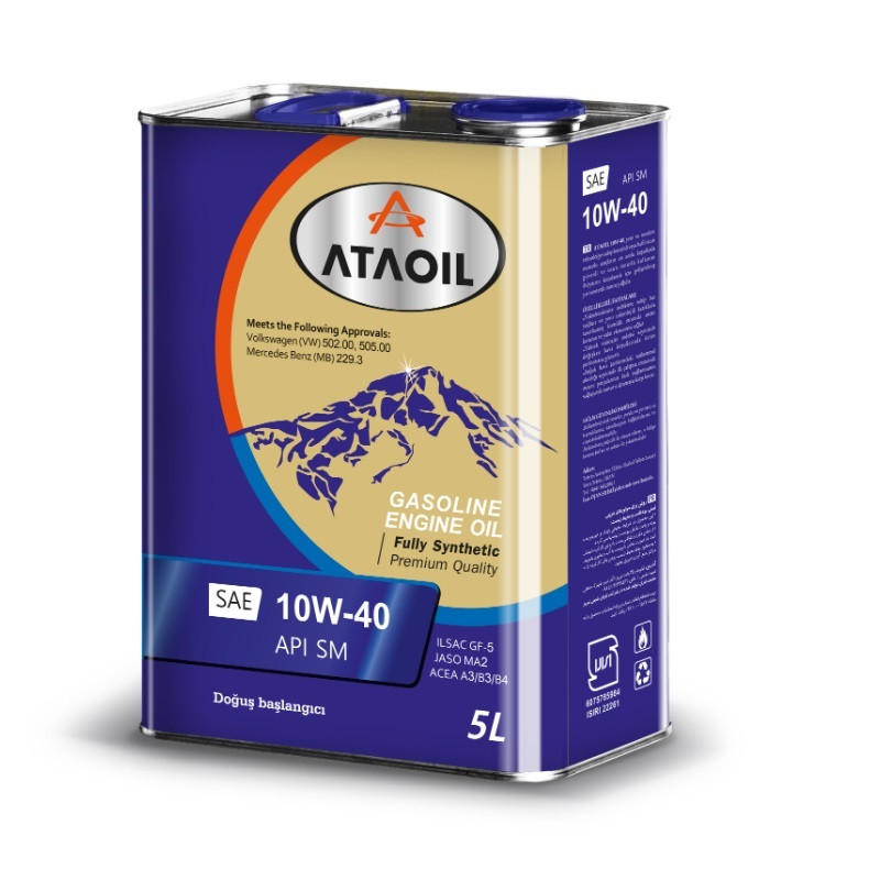 روغن موتور بنزینی آتا اویل مدل 10w-40 sm حجم 5 لیتر