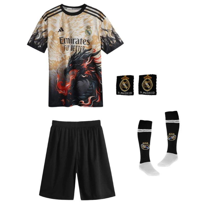 ست 5 تکه لباس ورزشی پسرانه مدل دراگون رئال مادید طرح امباپه کد k2026