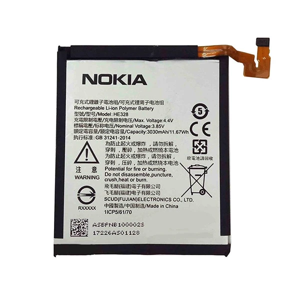 باتری موبایل مدل he328 ظرفیت 3030 میلی آمپر ساعت مناسب برای گوشی موبایل نوکیا 8
